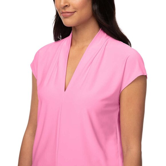 Pink (Fondant) NWT Buffalo Ladies' V-Neck Short Sleeve Blouse - Picture 5 of 8